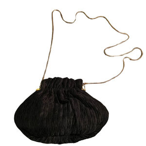 Vintage Black Reflexions Mini Clutch Purse Evening Bag Gold Hardware Snap Close